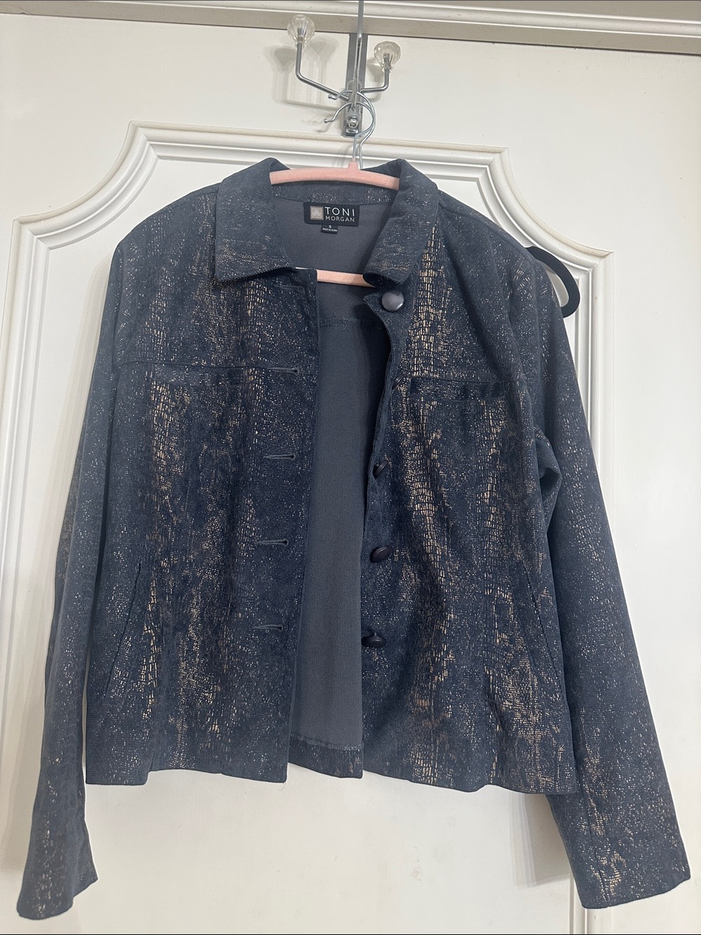 Toni Metallic-Accent Black Jean Jacket